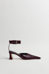 Qori Courts - Plum Croc Embossed Leather | Miista | Designed & Handmade in Europe
