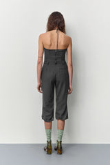 Exene Cement Grey Capri Trousers | Miista | Designed & Handmade in Europe