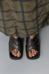 Nira Brushed Brown Sandals | Miista | Designed & Handmade in Europe