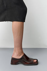 Ertha Glossy Brown Sandals | Miista | Designed & Handmade in Europe