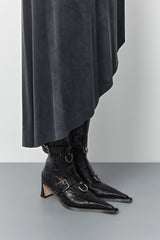 Eliya Black Embossed Buckled Tall Boots | Miista | Designed & Handmade in Europe