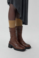 Malene Boots - Tan Leather Black Stitching | Miista | Designed & Handmade in Europe