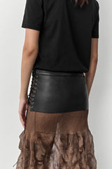 Thate Black Leather Pocket Lace Belt | Miista | Designed & Handmade in Europe
