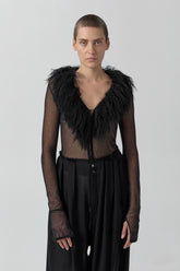 Ripley Black Fuzzy Collar Mini Knit Jacket | Miista | Designed & Handmade in Europe