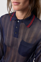 Rufa Deep Blue Polo Knitted Jumper | Miista | Designed & Handmade in Europe