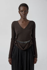 Yoko Jumper - Brown Extra Fine Merino Knit | Miista | Designed & Handmade in Europe