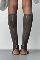 Trin Cement Grey Open Toe Knitted Socks | Miista | Designed & Handmade in Europe