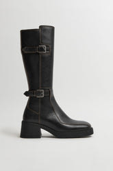 Jarmila Boots - Black Leather Cream Stitching | Miista | Designed & Handmade in Europe