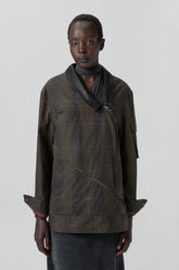 Marla Brown Checked Detachable Jacket | Miista | Designed & Handmade in Europe