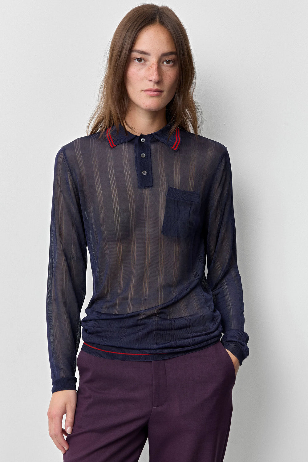 Rufa Deep Blue Polo Knitted Jumper | Miista | Designed & Handmade in Europe