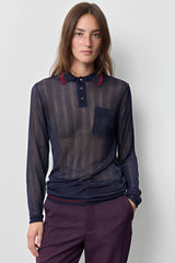 Rufa Deep Blue Polo Knitted Jumper | Miista | Designed & Handmade in Europe