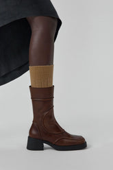 Malene Boots - Tan Leather Black Stitching | Miista | Designed & Handmade in Europe