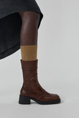 Malene Boots - Tan Leather Black Stitching | Miista | Designed & Handmade in Europe