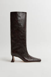 Bluma Boots - Brown Crinkle Leather | Miista | Designed & Handmade in Europe