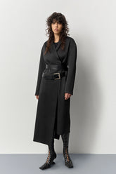 Irne Black Belt Long Coat | Miista | Designed & Handmade in Europe