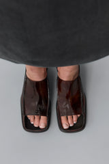 Ertha Glossy Brown Sandals | Miista | Designed & Handmade in Europe