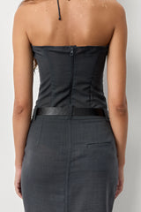 Patty Cement Grey Midi Skirt | Miista | Designed & Handmade in Europe