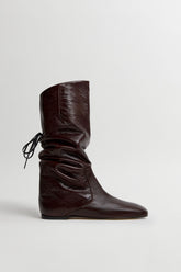 Karola Boots - Dark Brown Crinkle Leather | Miista | Designed & Handmade in Europe