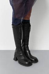 Michaela Black Tall Lace Boots | Miista | Designed & Handmade in Europe