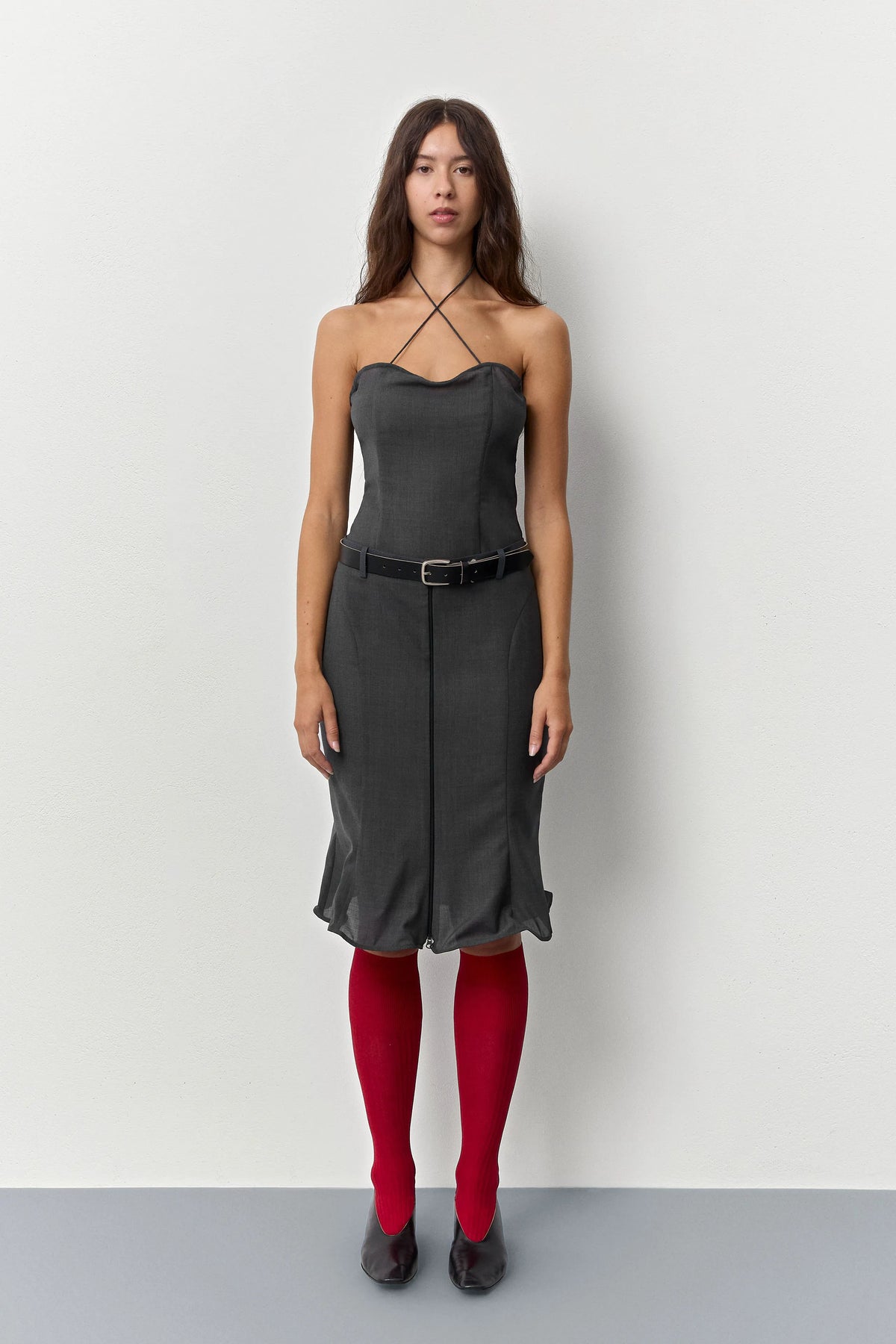 Patty Cement Grey Midi Skirt | Miista | Designed & Handmade in Europe