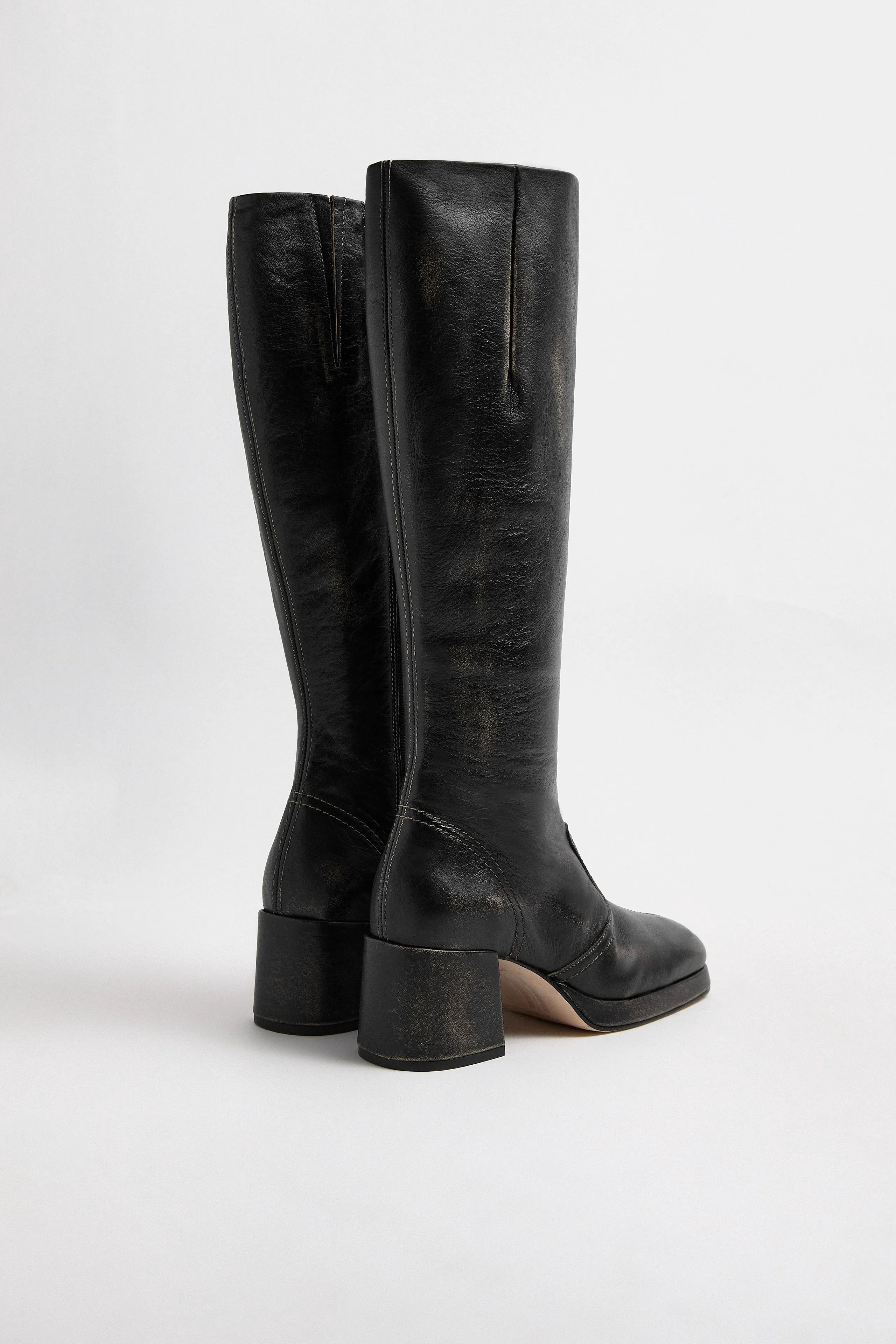 Donna Boots -  Black Brush Off Leather | Miista | Designed & Handmade in Europe