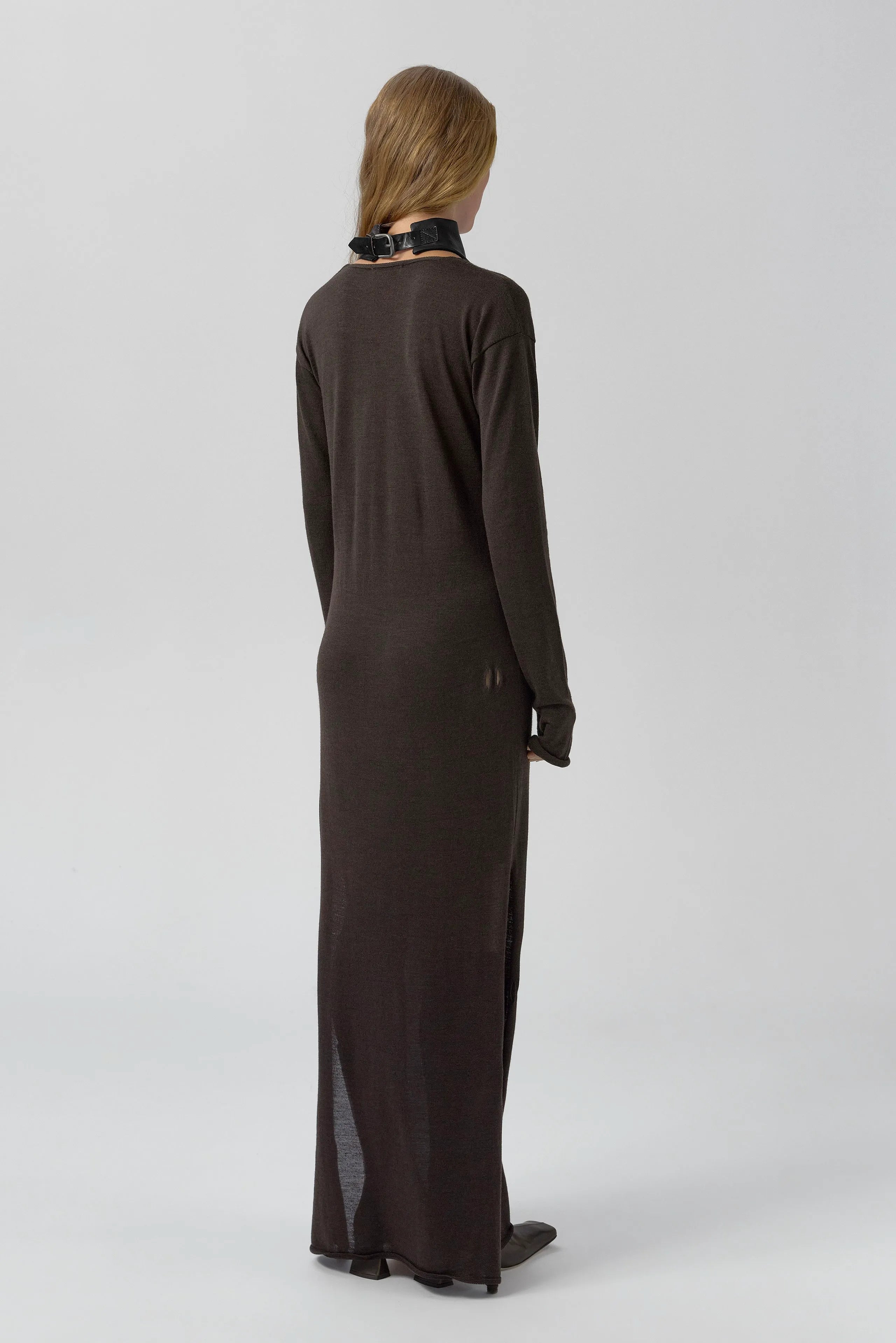 Yayoi Dress - Brown Extra Fine Merino Knit | Miista | Designed & Handmade in Europe