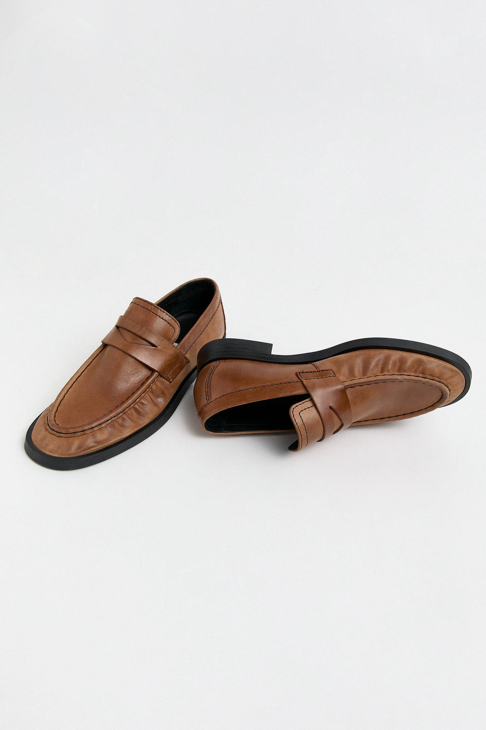 Zita Loafers - Tan Leather Black Stitching | Miista | Designed & Handmade in Europe