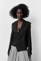 Nereida Black Pinstripe Blazer Jacket | Miista | Designed & Handmade in Europe