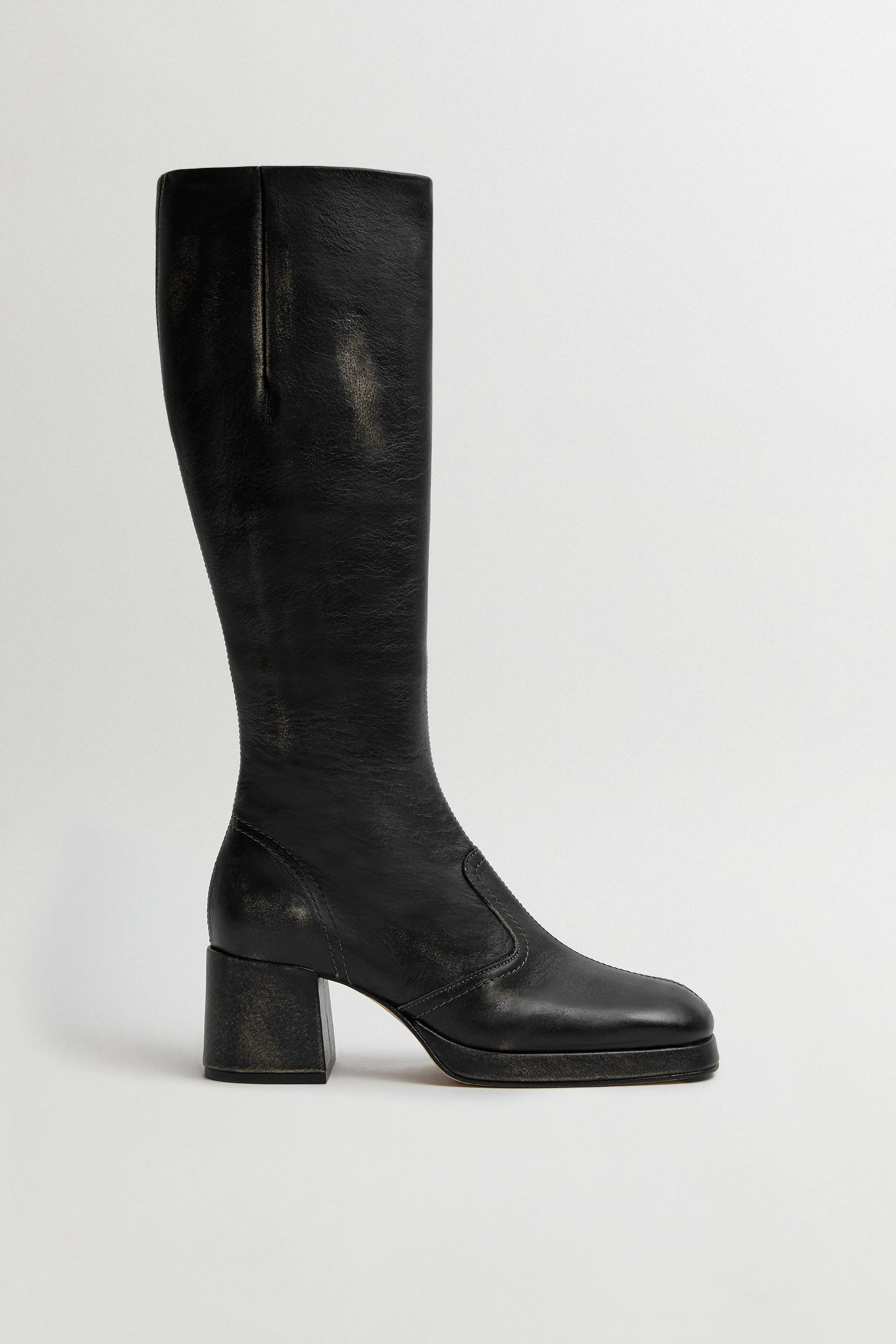 Donna Boots -  Black Brush Off Leather | Miista | Designed & Handmade in Europe