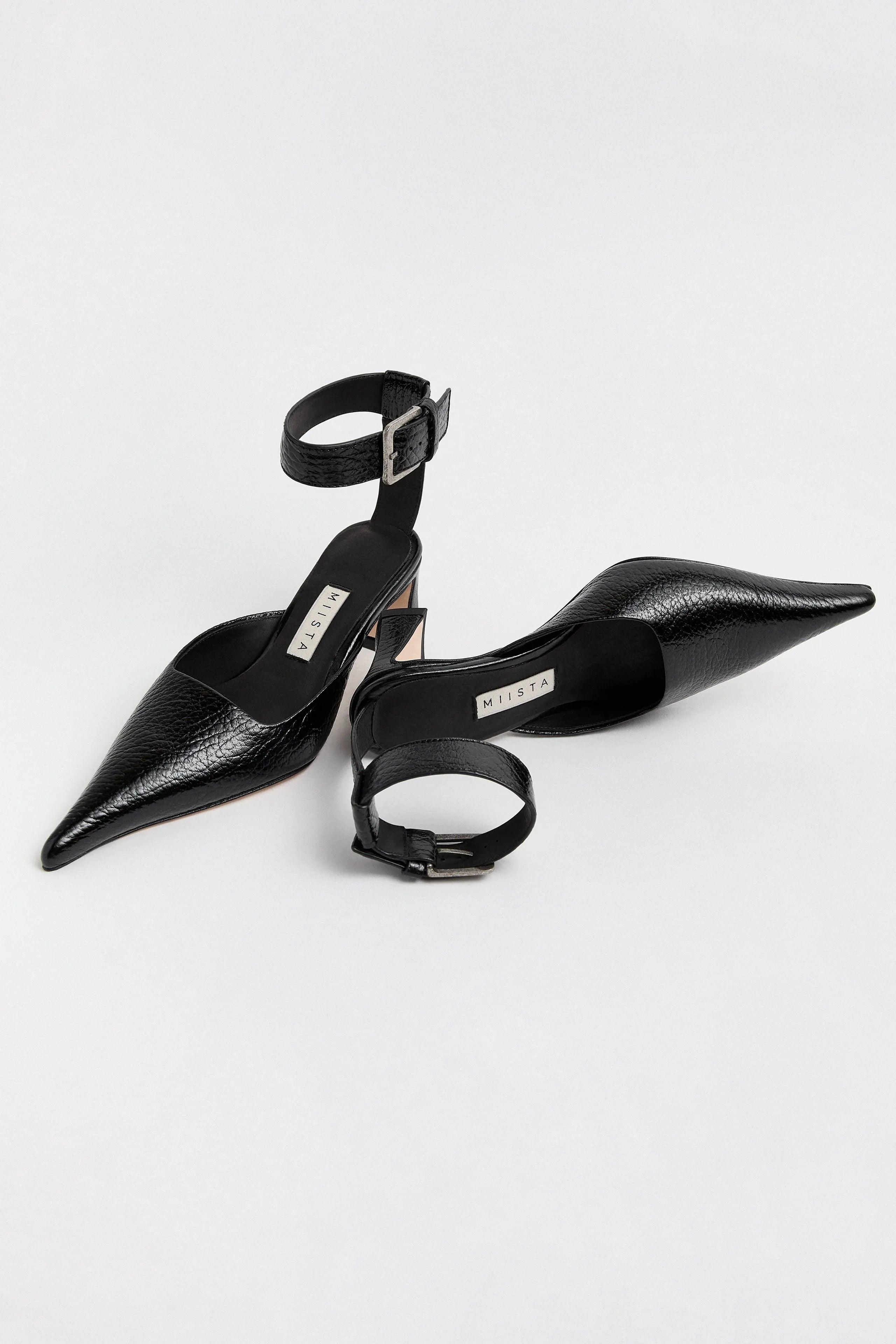 Qori Courts - Black Grainy Leather | Miista | Designed & Handmade in Europe