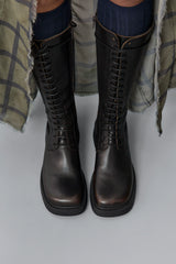 Abrama Brushed Brown Tall Boots | Miista | Designed & Handmade in Europe