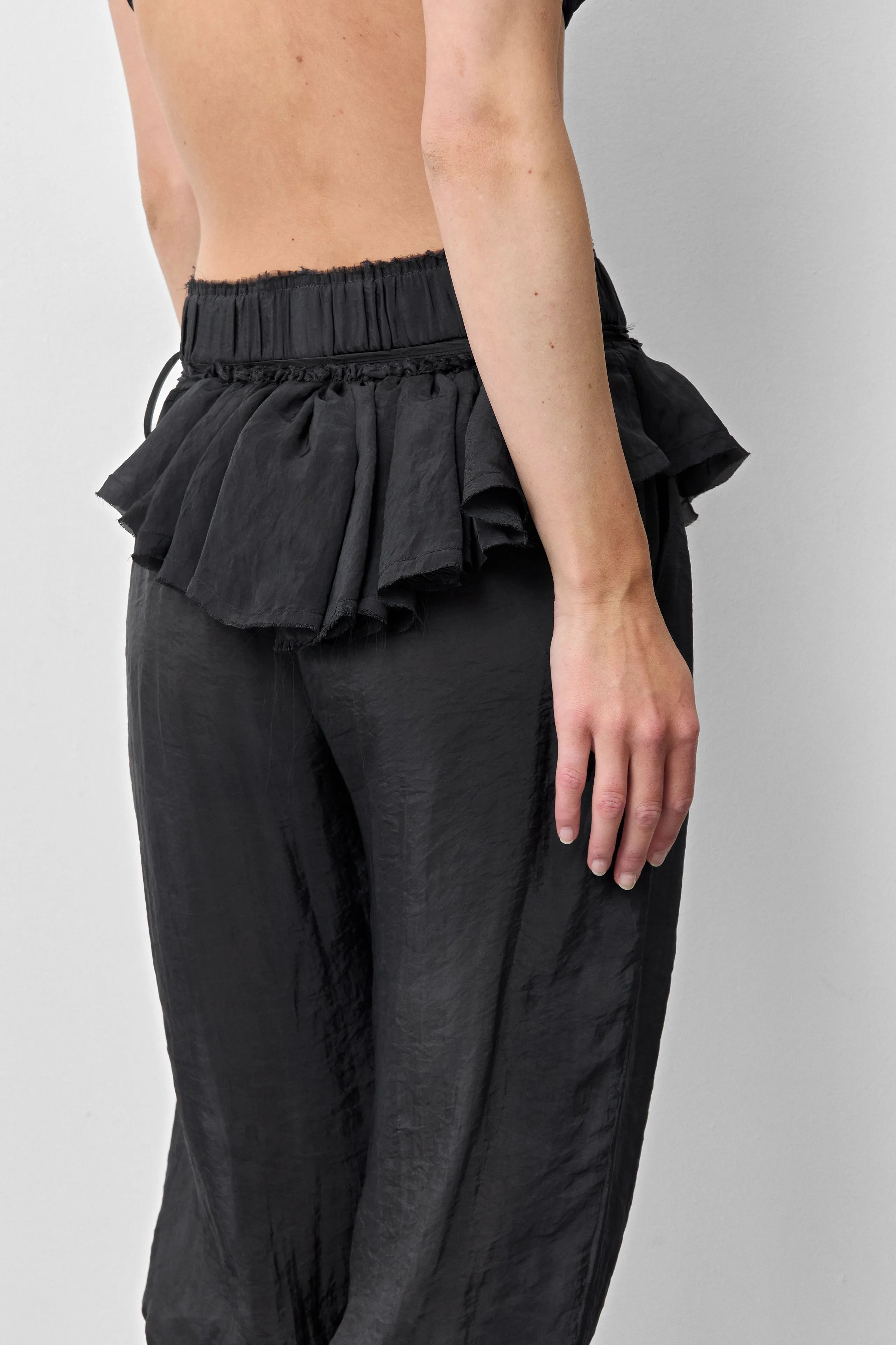 Vanny Washed Black Sheer Ruffle | Miista | Designed & Handmade in Europe