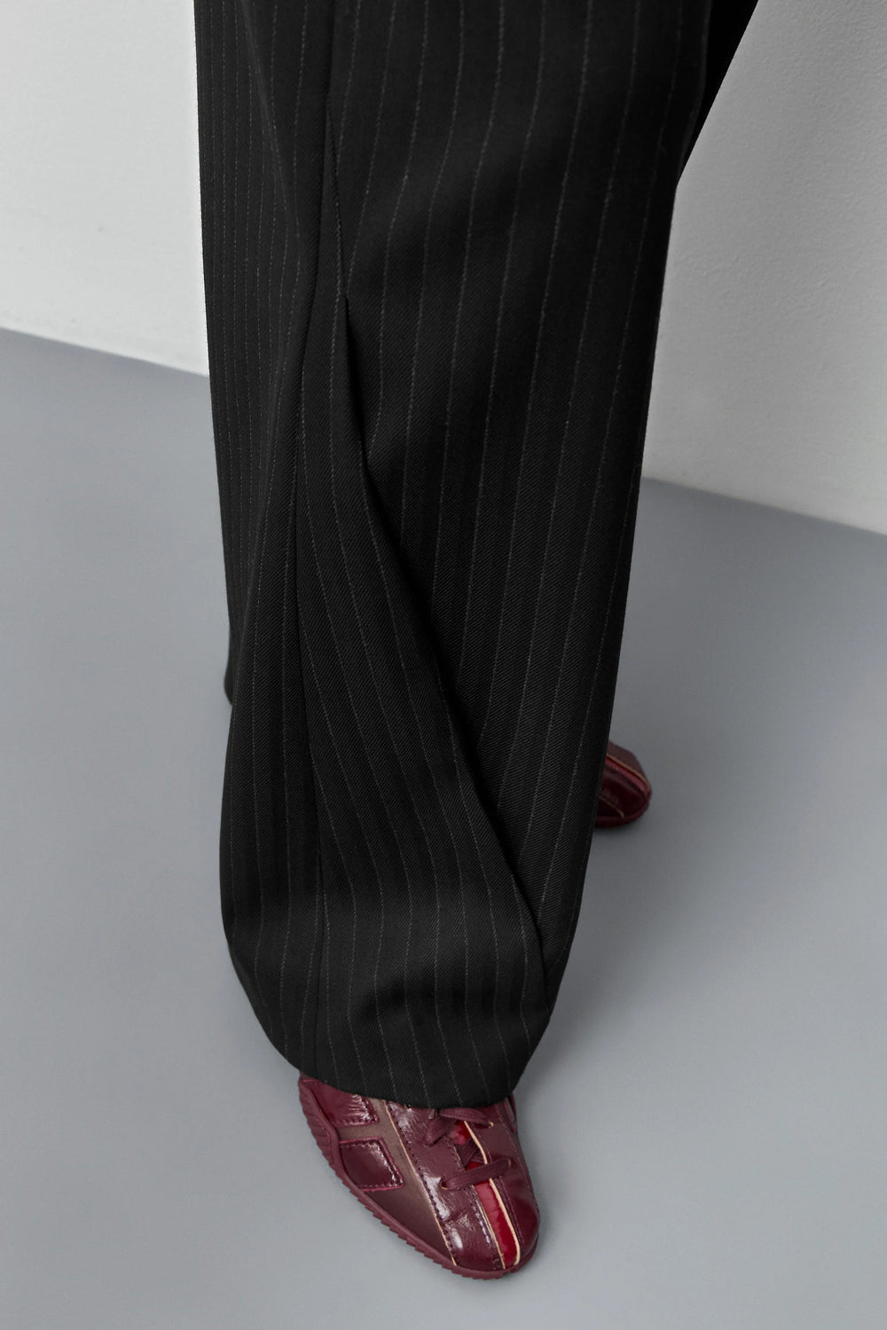 Metis Black Pinstripe Trousers | Miista | Designed & Handmade in Europe