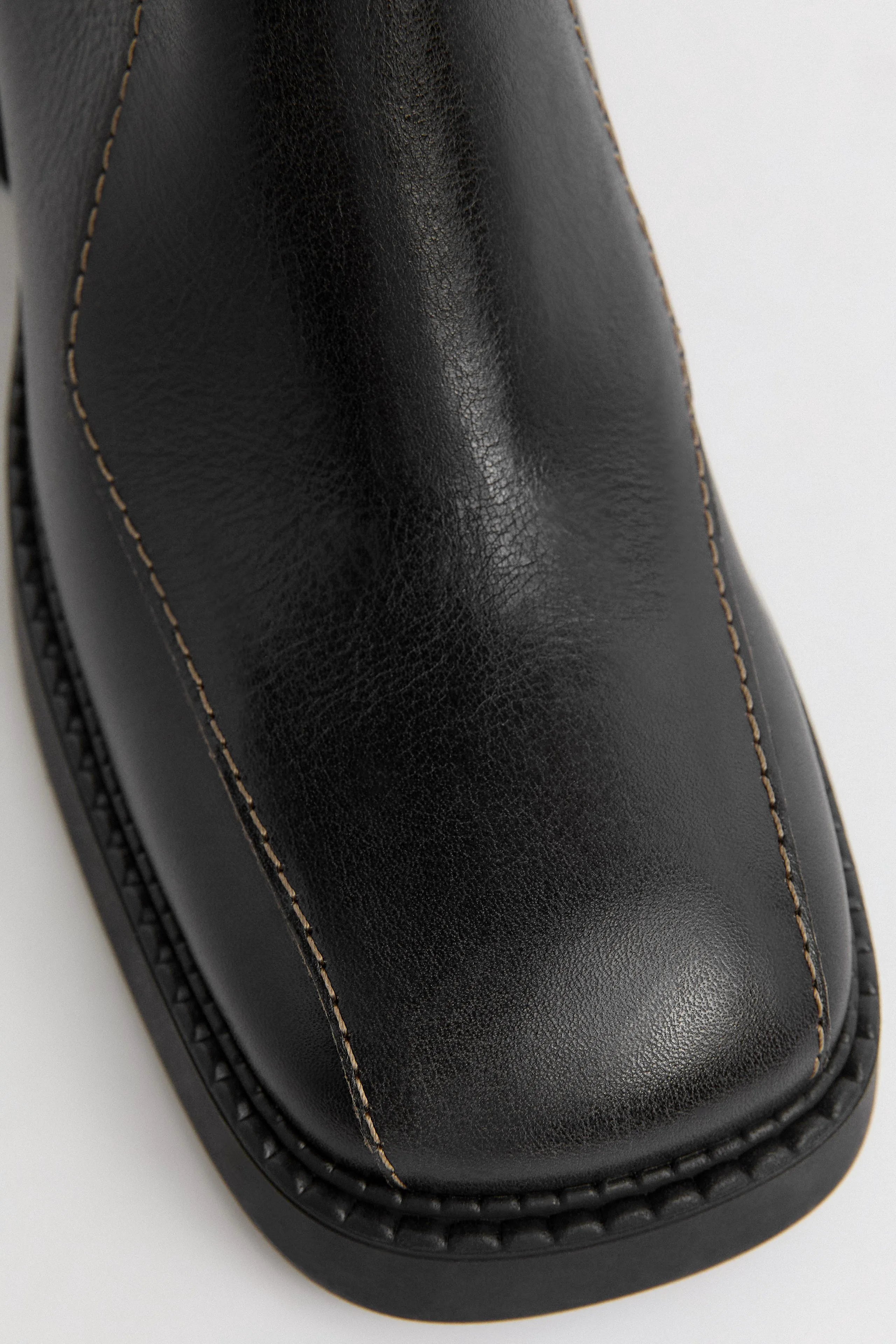 Jarmila Boots - Black Leather Cream Stitching | Miista | Designed & Handmade in Europe