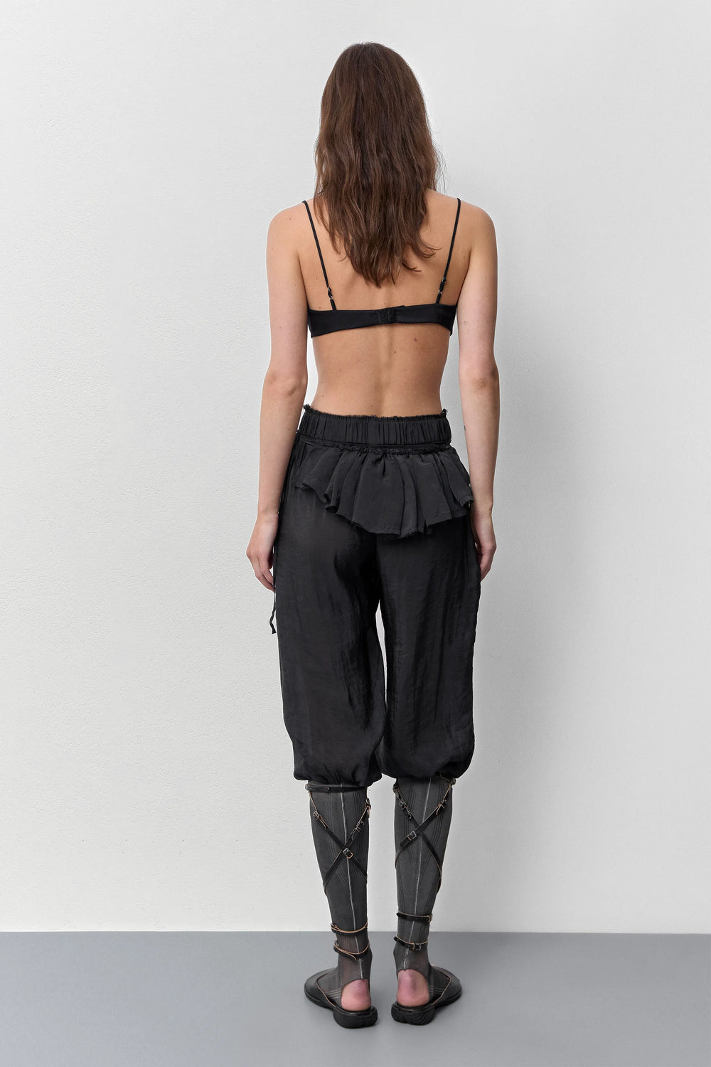 Vanny Washed Black Sheer Ruffle | Miista | Designed & Handmade in Europe