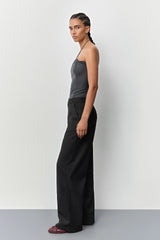 Metis Black Pinstripe Trousers | Miista | Designed & Handmade in Europe