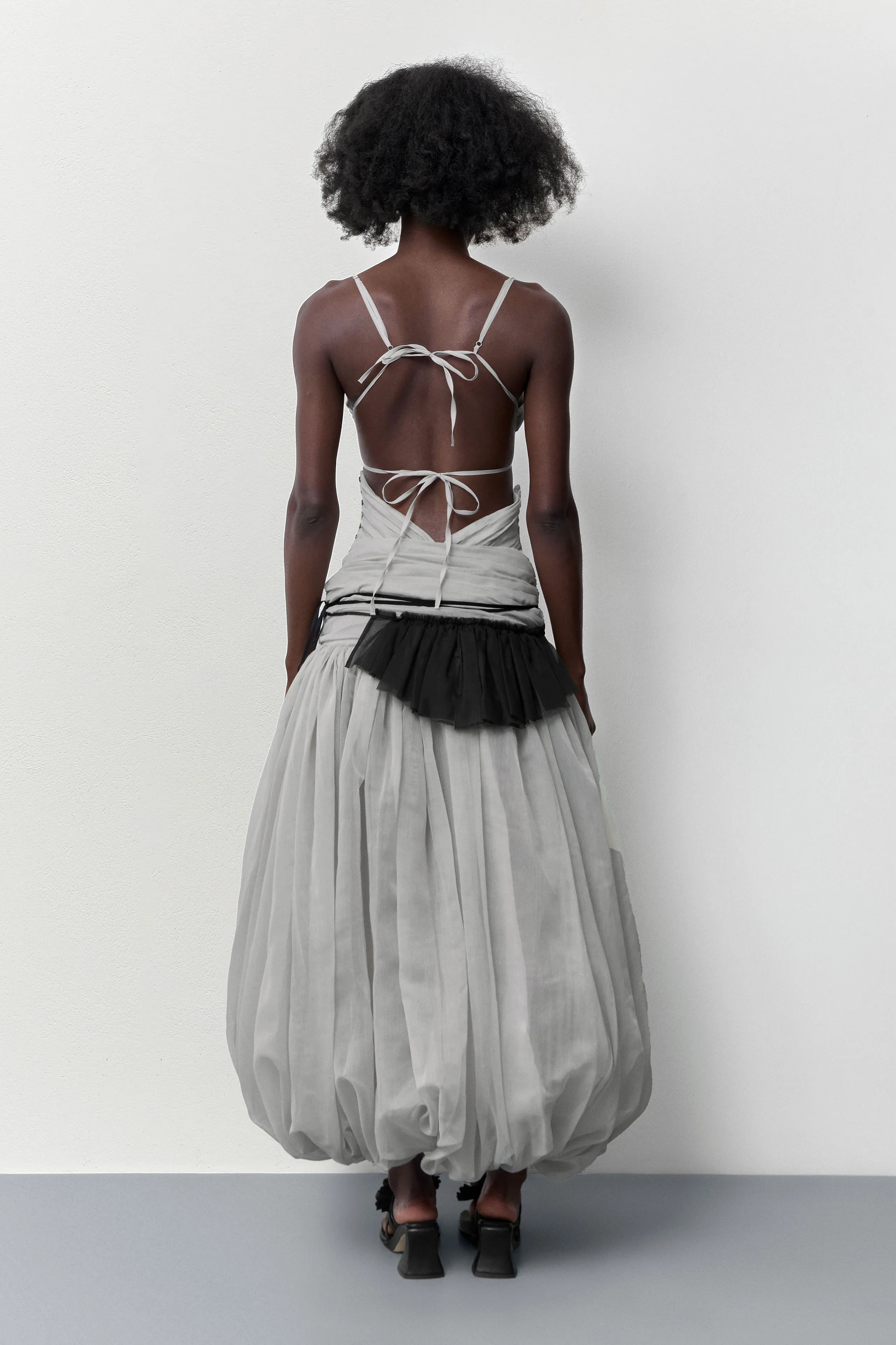 Vanny Black Sheer Ruffle| Miista | Designed & Handmade in Europe