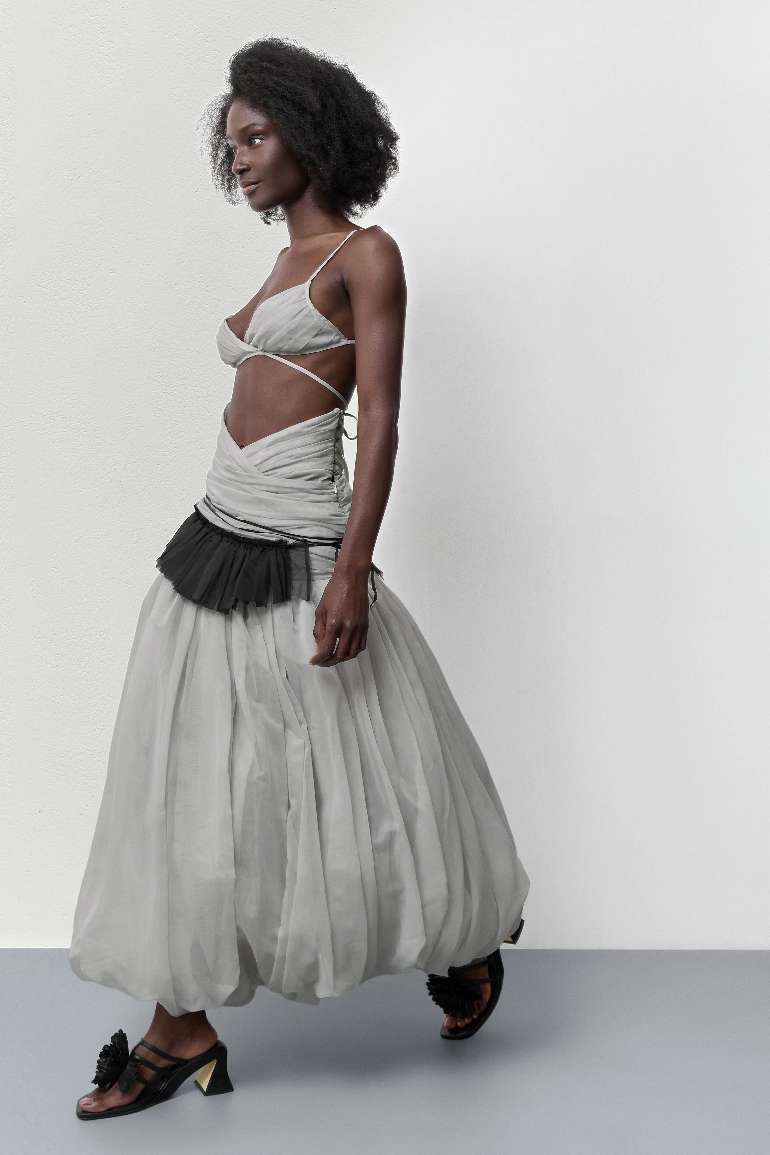 Vanny Black Sheer Ruffle| Miista | Designed & Handmade in Europe