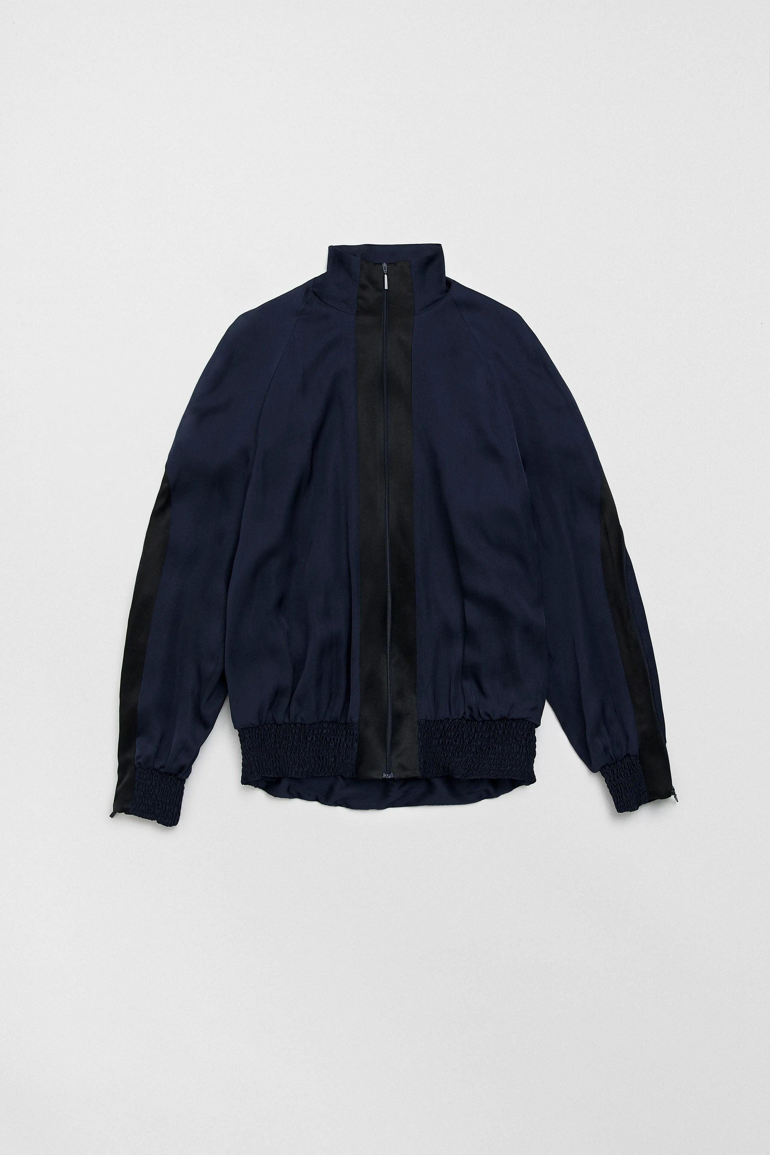 Cressida Deep Blue And Black Bomber Jacket | Miista | Designed & Handmade in Europe