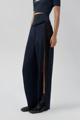 Callista Deep Blue And Black Track Pants | Miista | Designed & Handmade in Europe