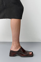 Ertha Glossy Brown Sandals | Miista | Designed & Handmade in Europe