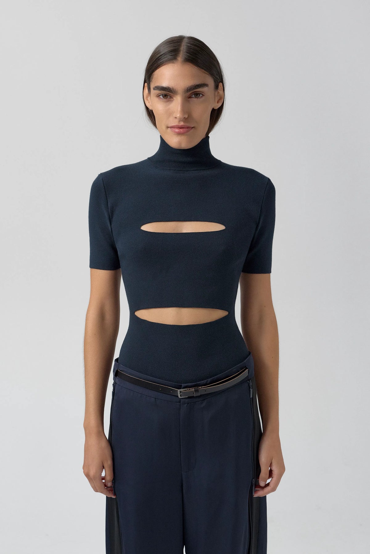 Candida Top - Navy Viscose Knit | Miista | Designed & Handmade in Europe