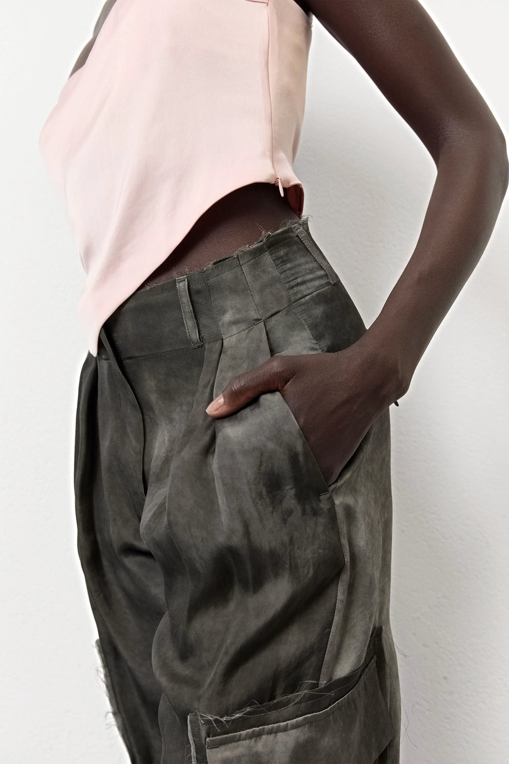 Jaidy Dark Grey Cargo Trousers | Miista | Designed & Handmade in Europe