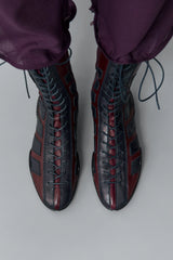 Imogen Burgundy Navy Lace Sneaker Boots | Miista | Designed & Handmade in Europe