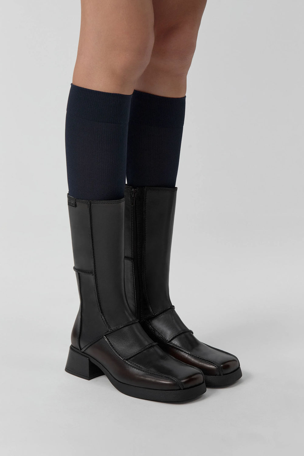 Neaera Boots - Brown Navy Stitching | Miista | Designed & Handmade in Europe