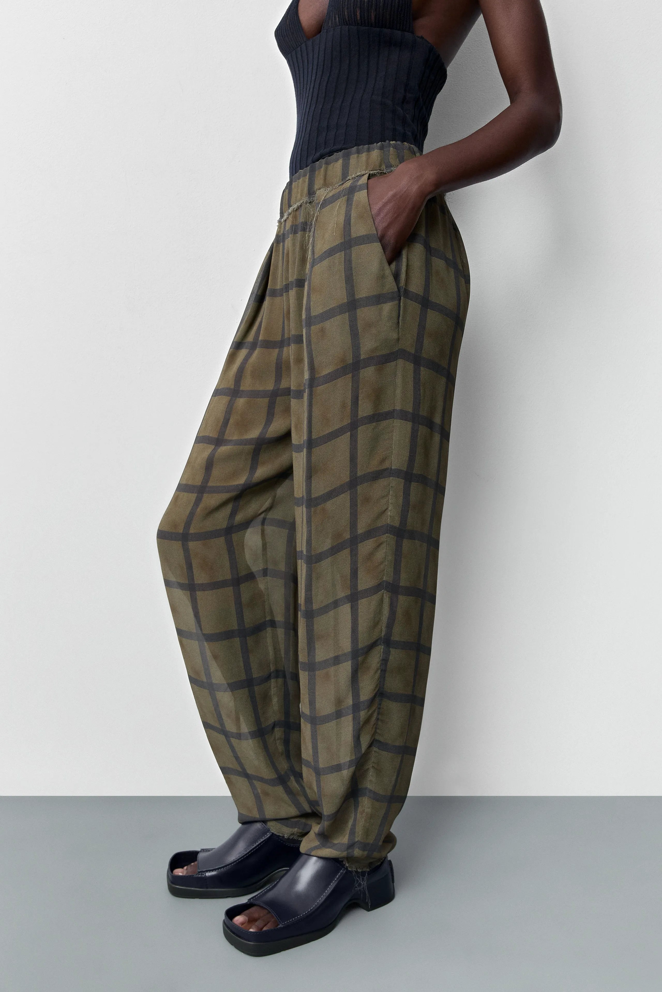 Tessan Georgette Check Trousers | Miista | Designed & Handmade in Europe