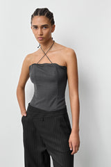 Shae Cement Grey Top | Miista | Designed & Handmade in Europe