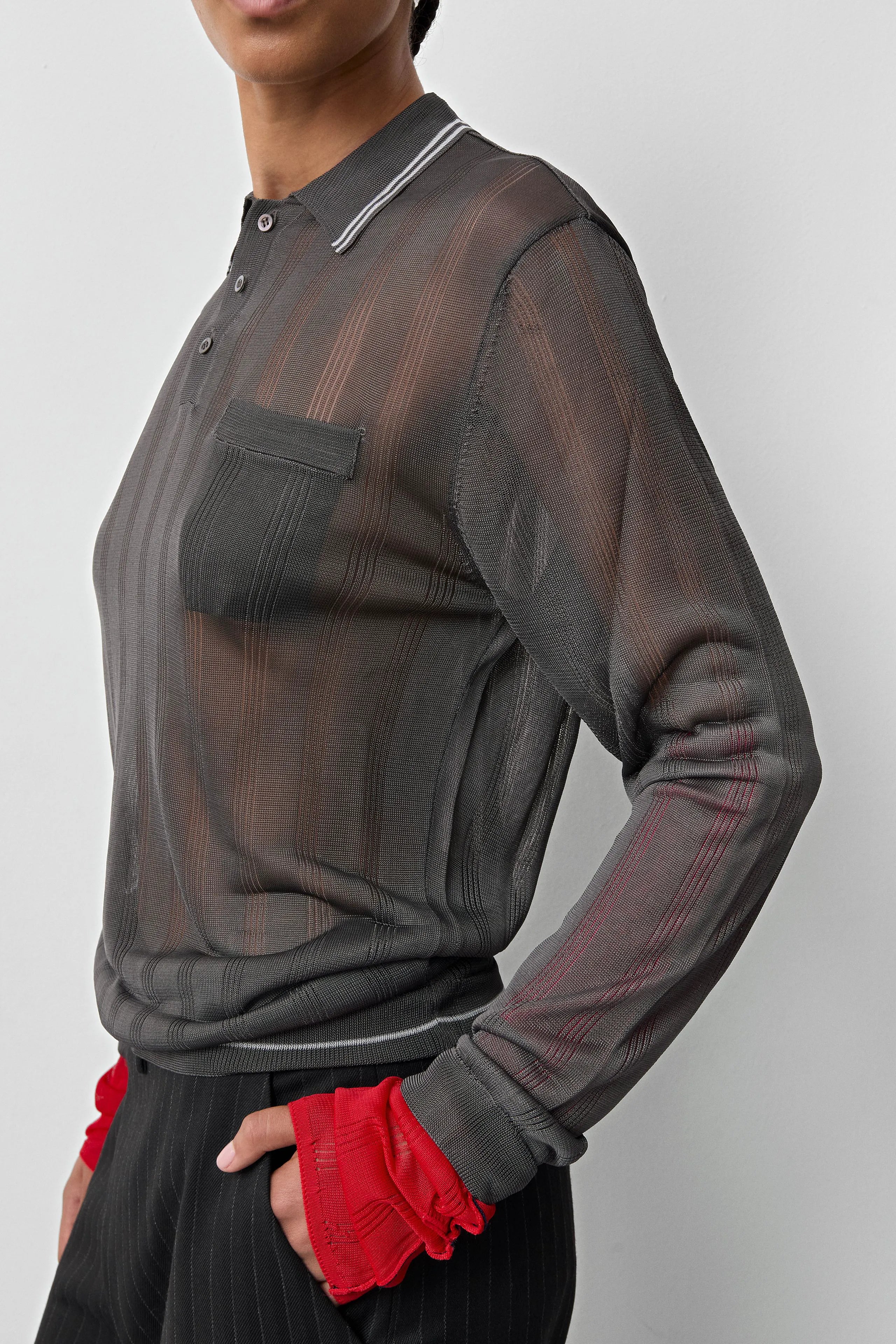 Rufa Cement Grey Polo Knitted Jumper | Miista | Designed & Handmade in Europe