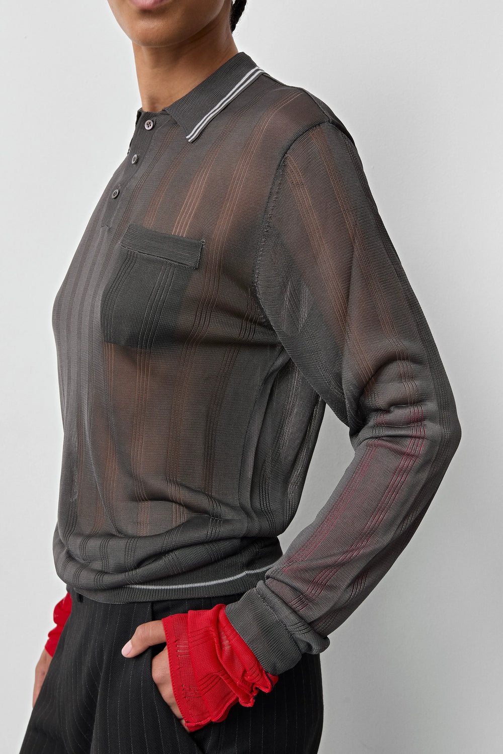 Rufa Cement Grey Polo Knitted Jumper | Miista | Designed & Handmade in Europe