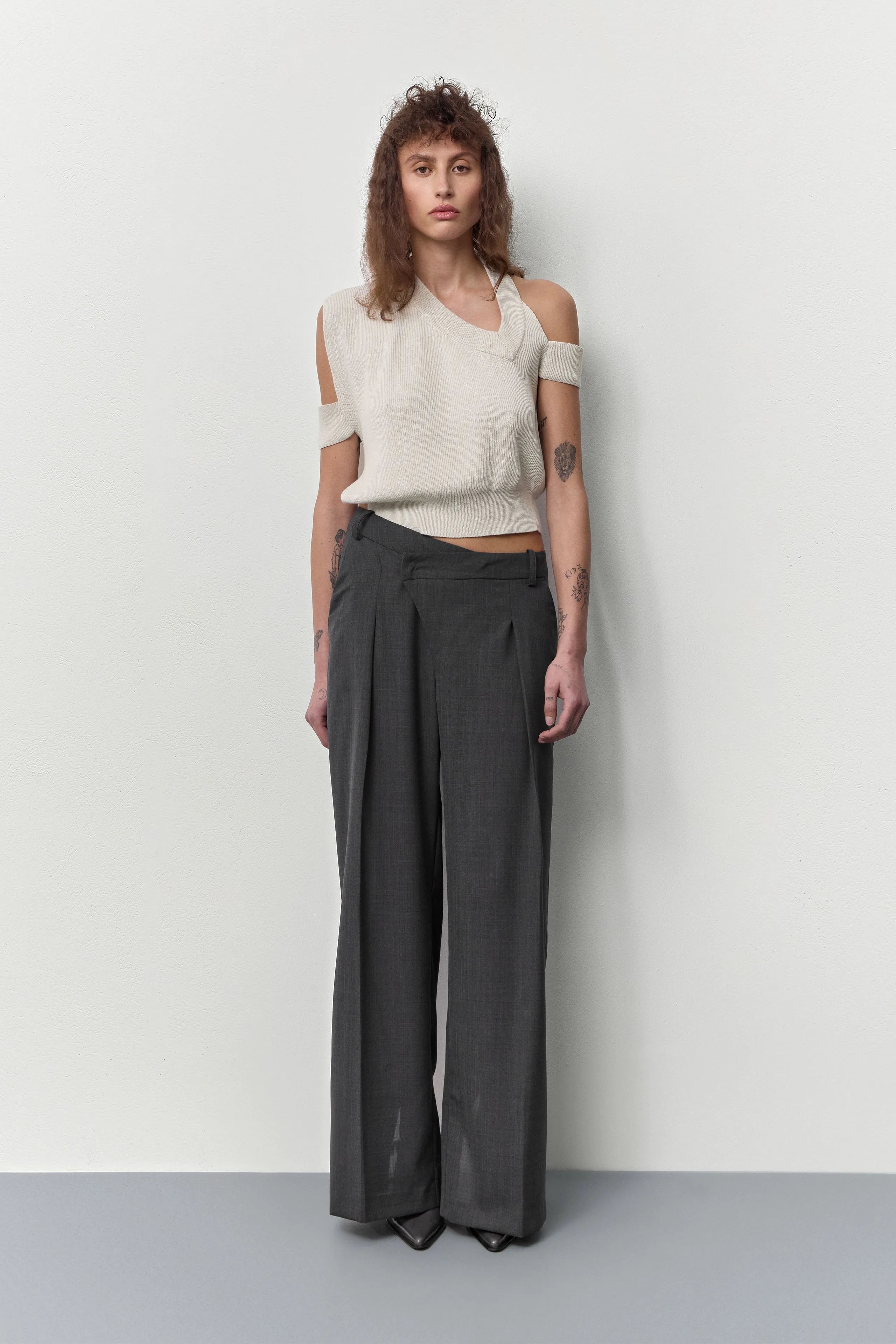Odile Cement Grey Trousers | Miista | Designed & Handmade in Europe